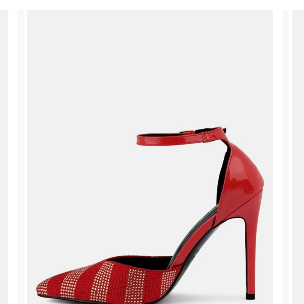 Elegant Red Ankle Strap Heels